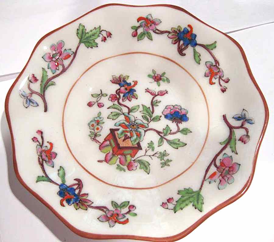 Flower Pot (Brown Trim, Scalloped) Saucer for Bouillon Cup by Coalport-1