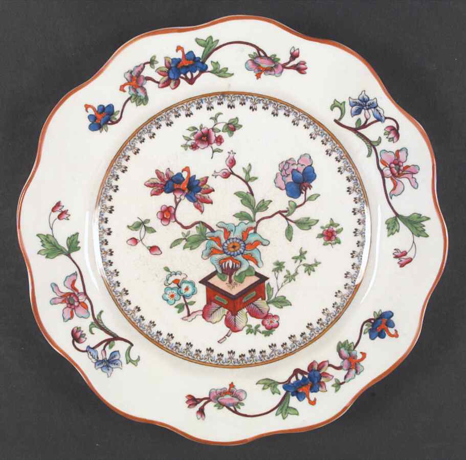 Flower Pot (Brown Trim, Scalloped) Dinner Plate by Coalport-1