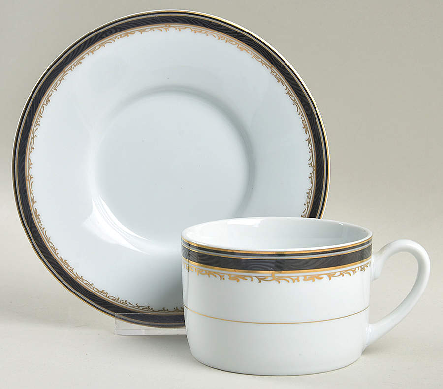 University Black Flat Cup & Saucer Set by Christopher Stuart-1