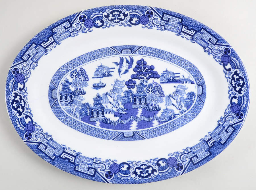Blue Willow 13" Oval Serving Platter by Cuthbertson-1