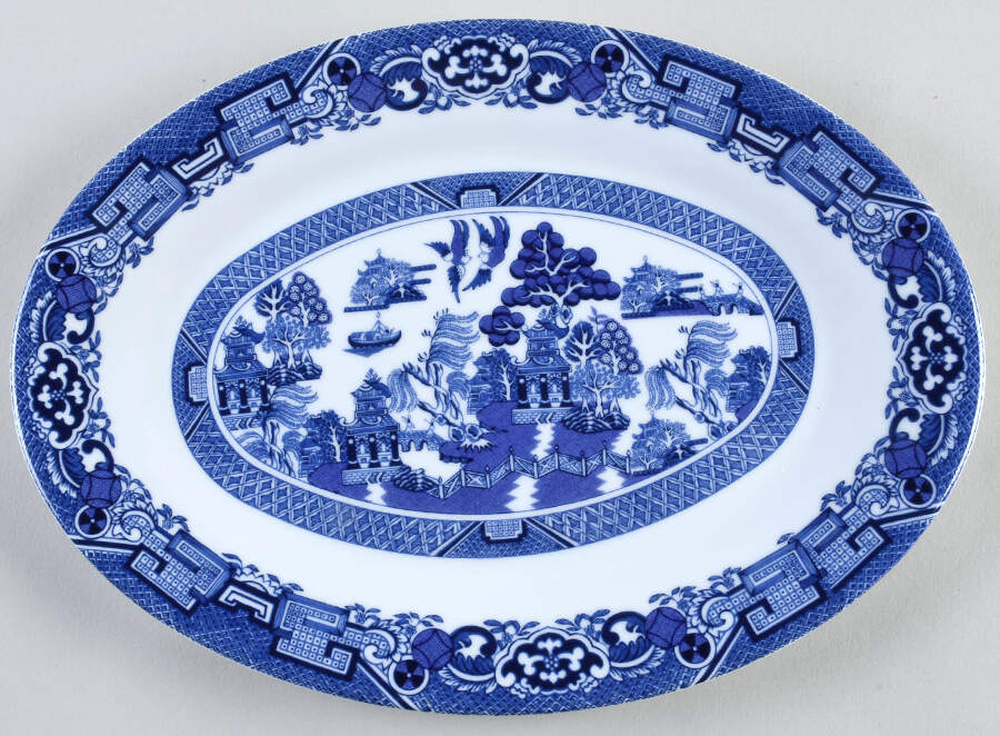 Blue Willow 11" Oval Serving Platter by Cuthbertson-1