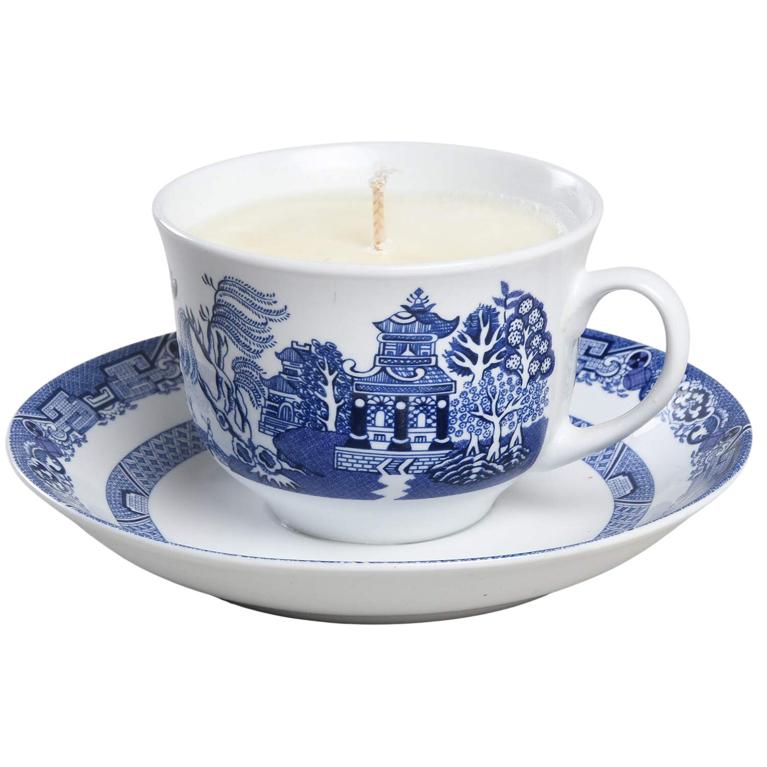 Blue Willow Scented Cup & Saucer Candle-Vanilla  HC by Cuthbertson-1