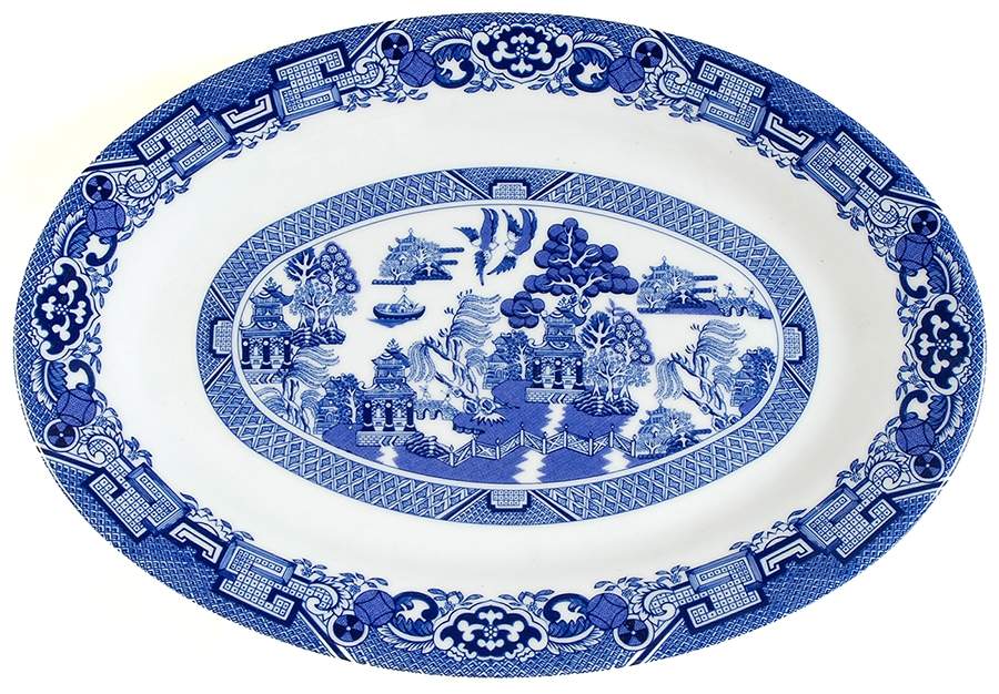 Blue Willow 14" Oval Serving Platter by Cuthbertson-1