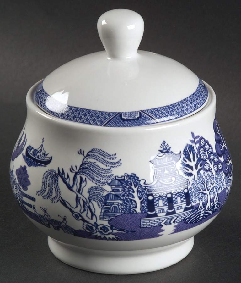 Blue Willow Sugar Bowl & Lid by Cuthbertson-1