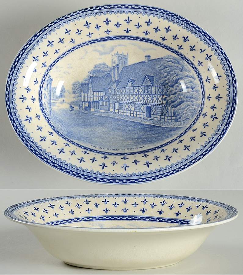 Albion Blue 9" Oval Vegetable Bowl by Crown Ducal-1