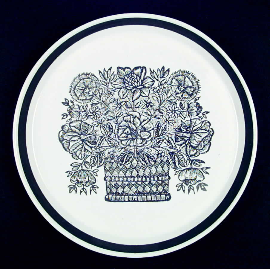 Gray Bouquet 12" Chop Plate (Round Platter) by Crown Lynn-1