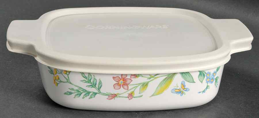 My Garden (Corelle) 1 Qt Square Casserole w/Glass or Plastic Lid by Corning Corelle-1