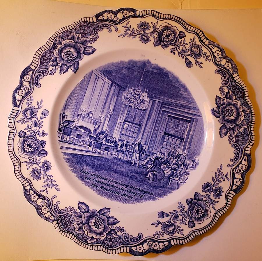 Colonial Times Blue (Floral Border) Dinner Plate by Crown Ducal-1