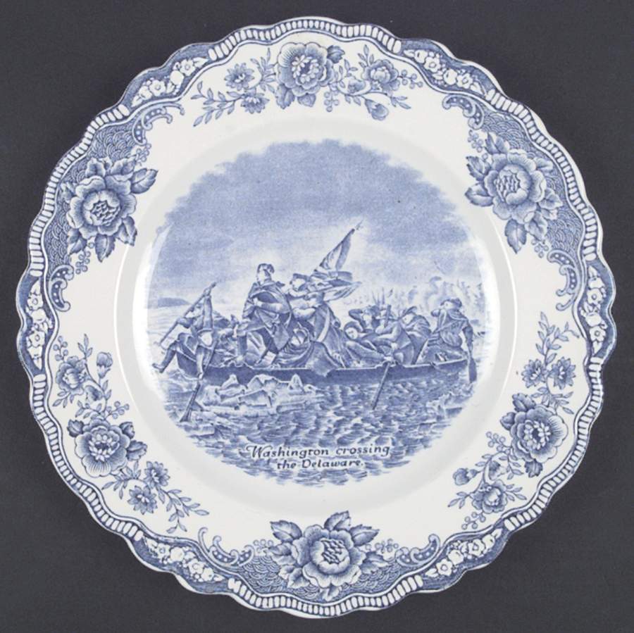 Colonial Times Blue (Floral Border) Dinner Plate by Crown Ducal-1