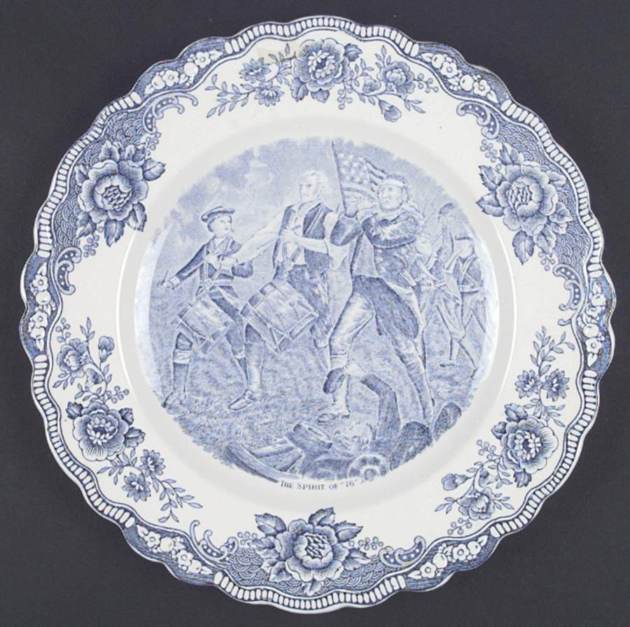Colonial Times Blue (Floral Border) Dinner Plate by Crown Ducal-1