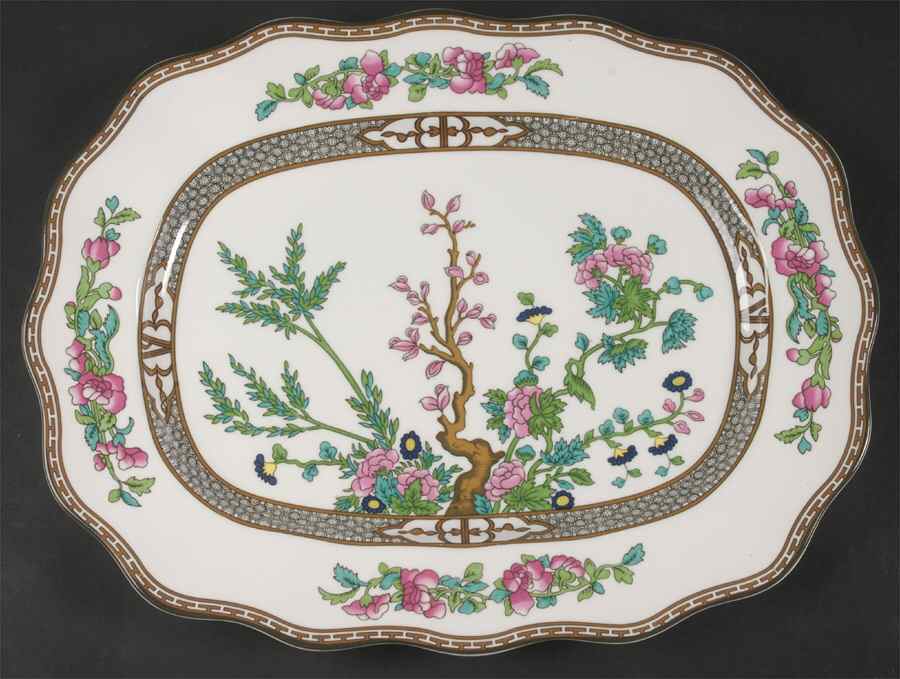 Indian Tree Multicolor (Scalloped, Newer) 14" Oval Serving Platter by Coalport-1