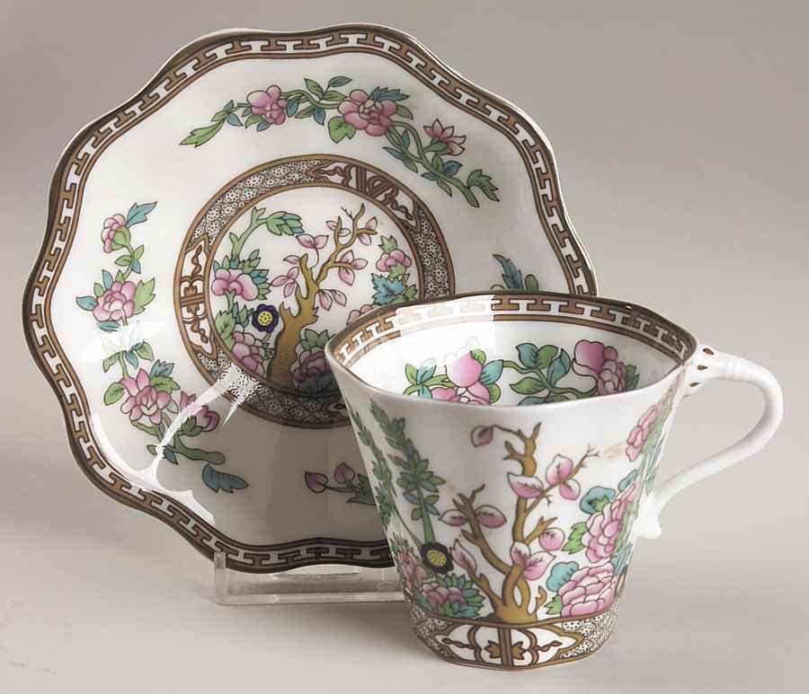 Indian Tree Multicolor (Scalloped, Newer) Flat Cup & Saucer Set by Coalport-1