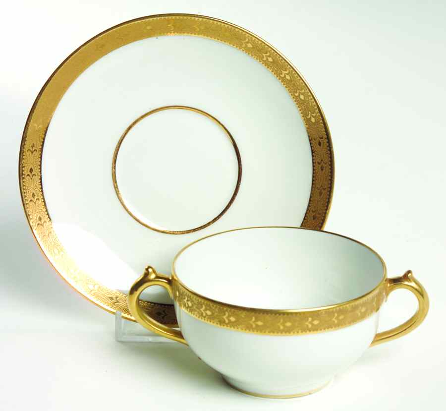 Angela (White) Flat Bouillon Cup & Saucer by Charles Field Haviland-1