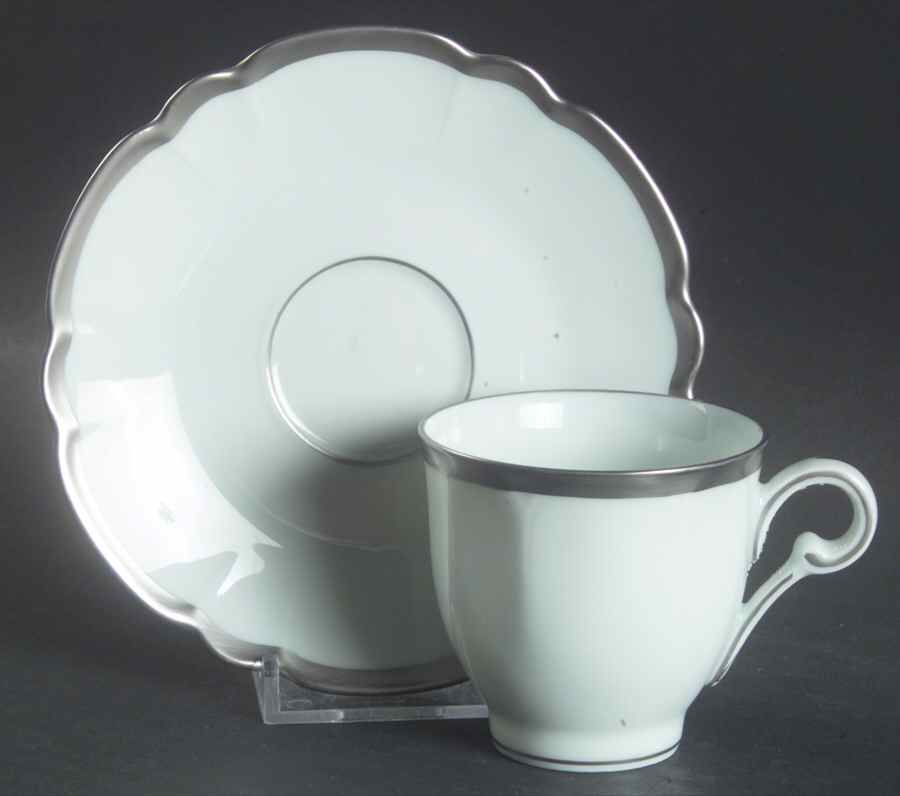 Colette Platinum Flat Demitasse Cup & Saucer Set by Charles Field Haviland-1