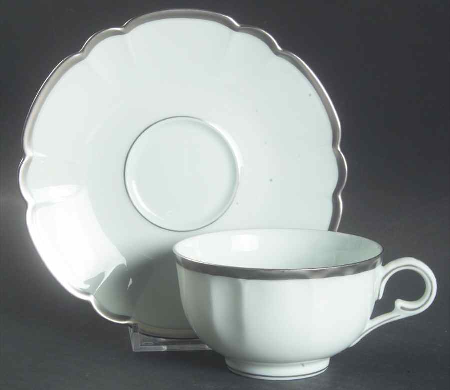 Colette Platinum Flat Cup & Saucer Set by Charles Field Haviland-1