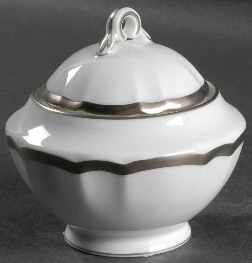 Colette Platinum Sugar Bowl & Lid by Charles Field Haviland-1