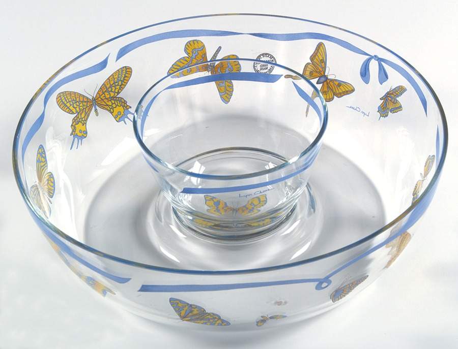 Butterfly Bamboo 2-Piece Glassware Chip and Dip Set by Lynn Chase-1