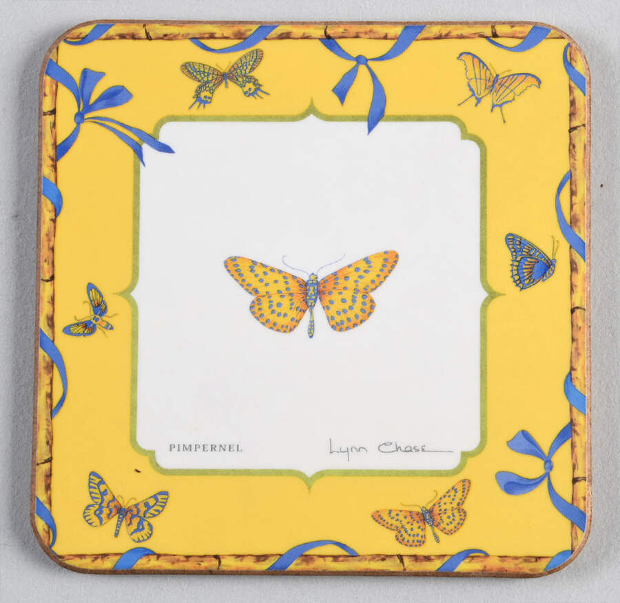 Butterfly Bamboo Cork Back Square Coaster by Lynn Chase-1