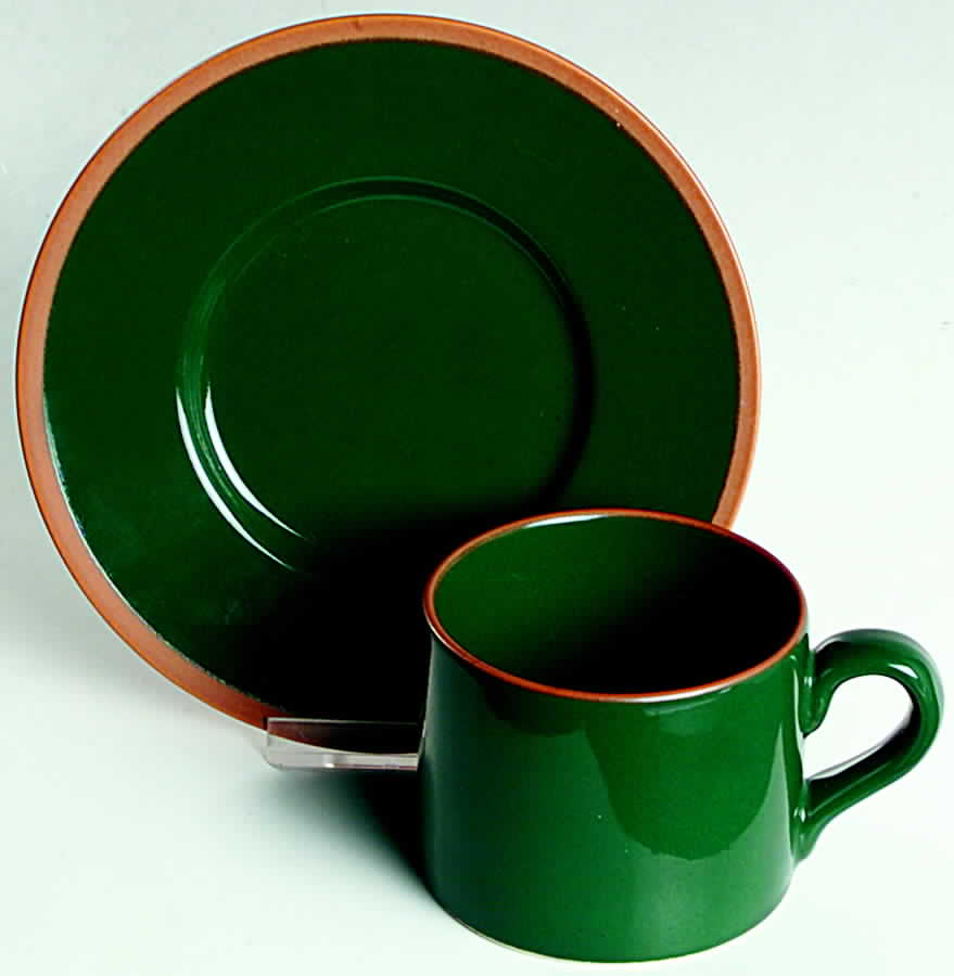 Stafford Green Flat Cup & Saucer Set by Crate & Barrel-1