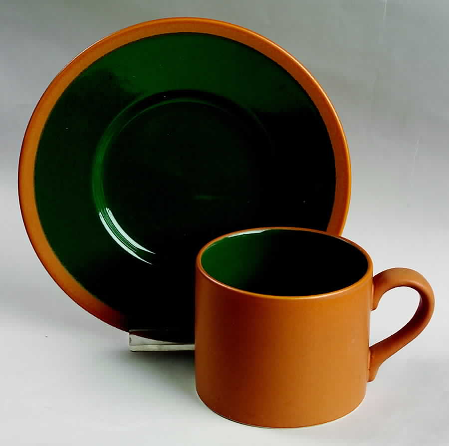 Stafford Green Flat Cup & Saucer Set by Crate & Barrel-1