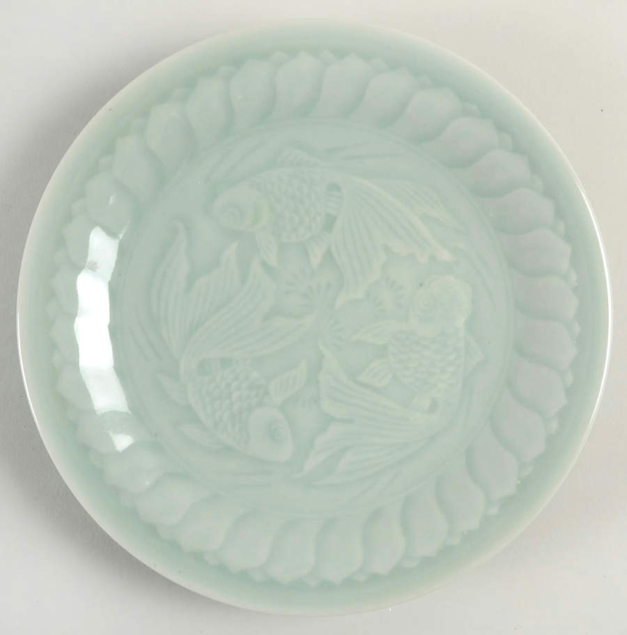 Celadon Koi Fish Dessert/Pie Plate by China (Made in China)-1