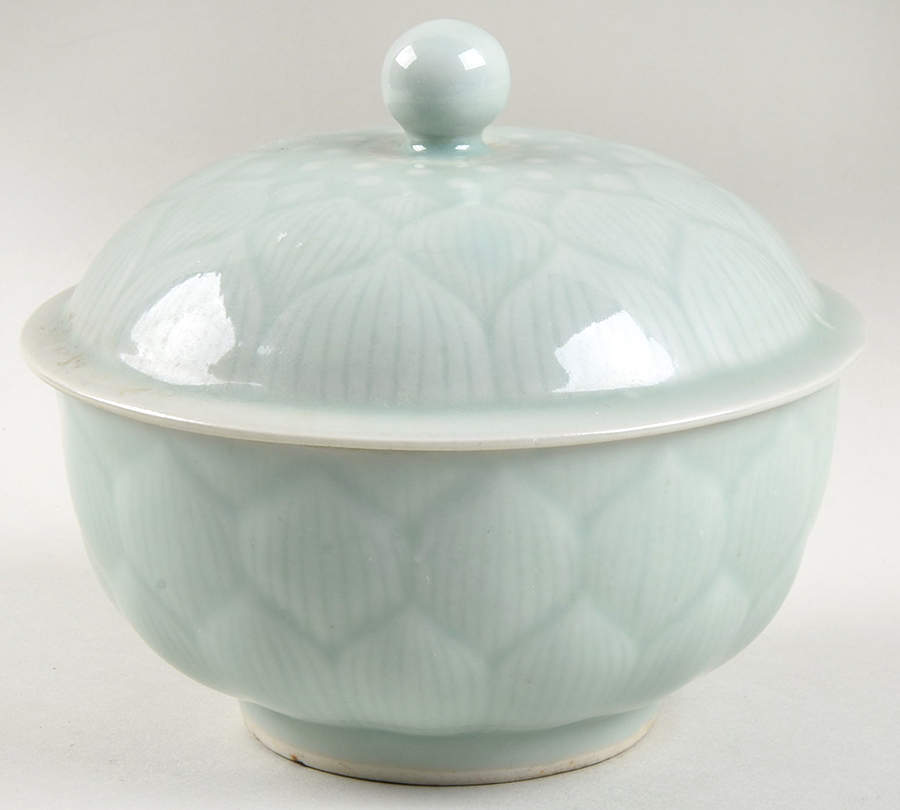 Celadon Koi Fish Covered Soup Bowl by China (Made in China)-1