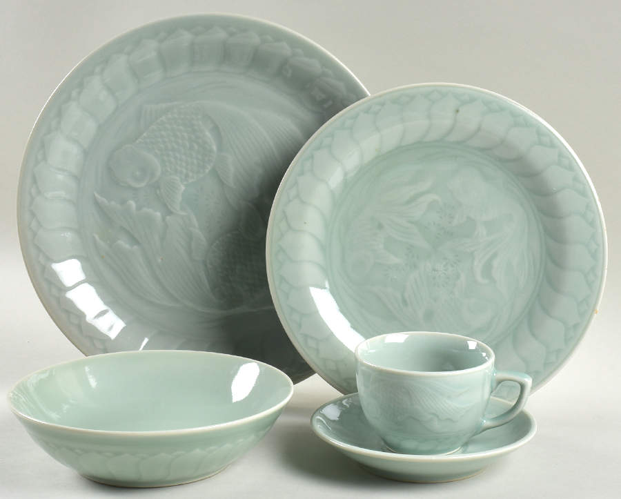 Celadon Koi Fish 5 Piece Place Setting by China (Made in China)-1