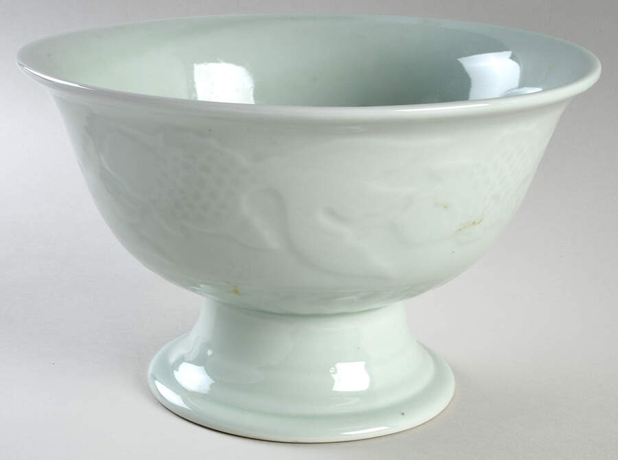 Celadon Koi Fish 10" Footed Bowl by China (Made in China)-1