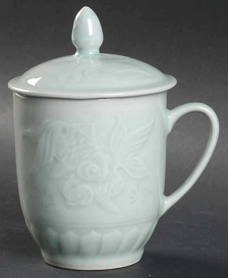 Celadon Koi Fish Mug & Lid by China (Made in China)-1