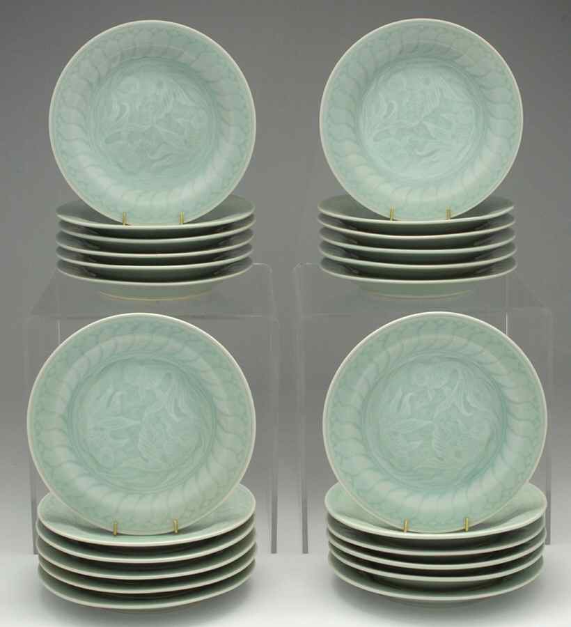 Celadon Koi Fish Salad Plate - Set of 4 by China (Made in China)-1