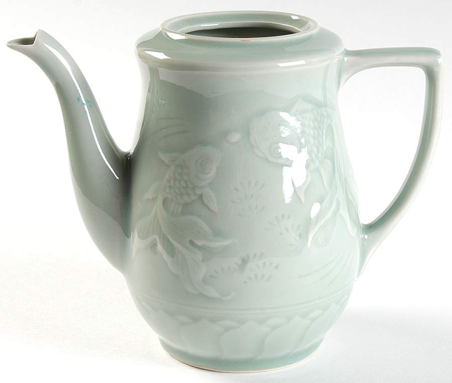 Celadon Koi Fish Teapot No Lid by China (Made in China)-1