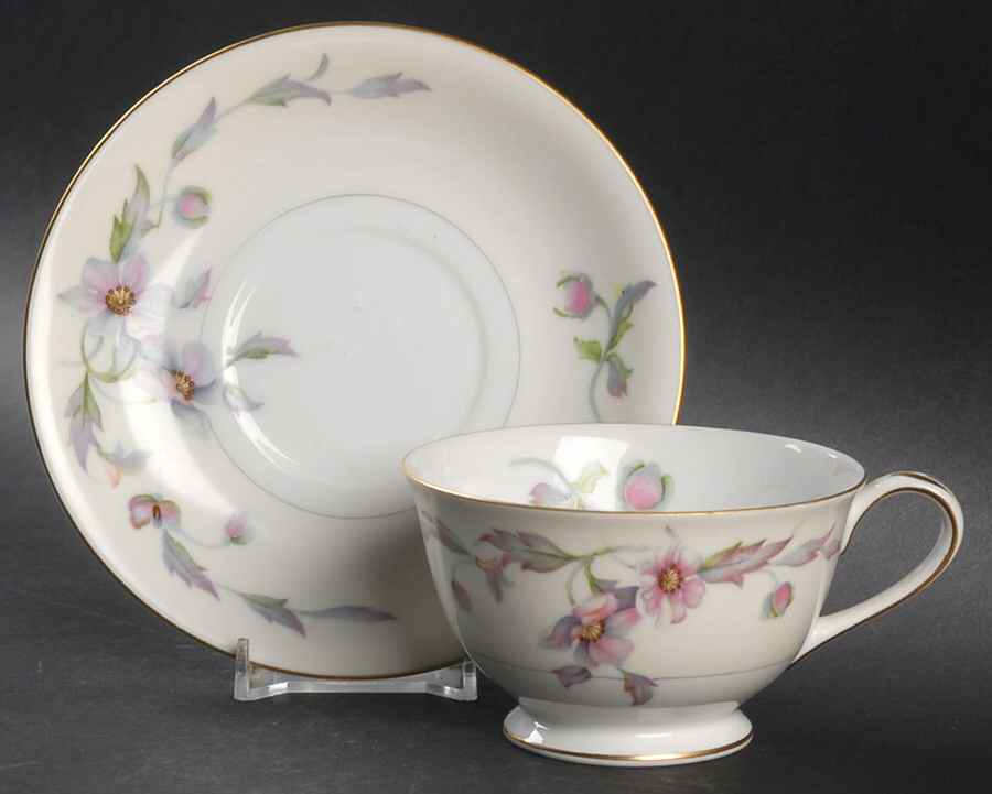 Silver Poppy Footed Cup & Saucer Set by Celebrate-1