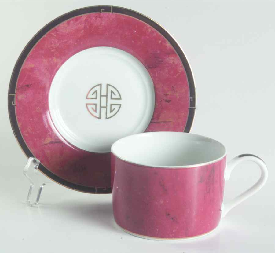 Asian Views Flat Cup & Saucer Set by Lynn Chase-1
