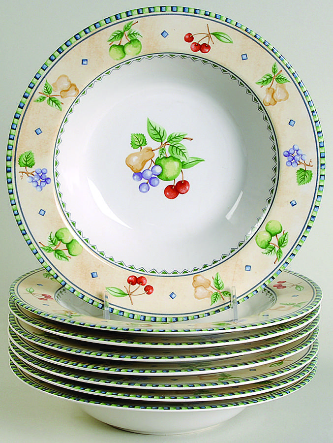 Orchard Fruit Large Rim Soup Bowl - Set of 8 by Coventry (PTS)-1