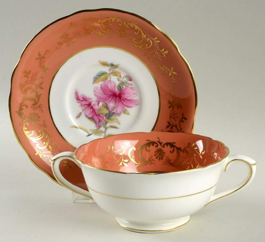 COA43 Footed Cream Soup Bowl & Saucer Set by Coalport-1