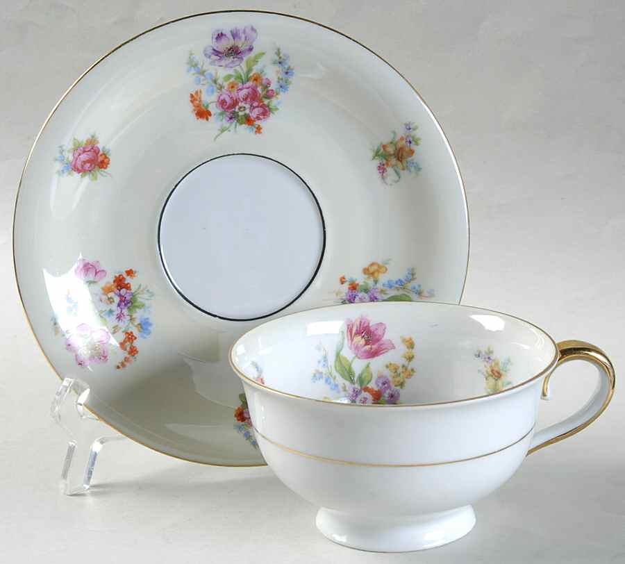 Springtime Footed Cup & Saucer Set by Chateau-1