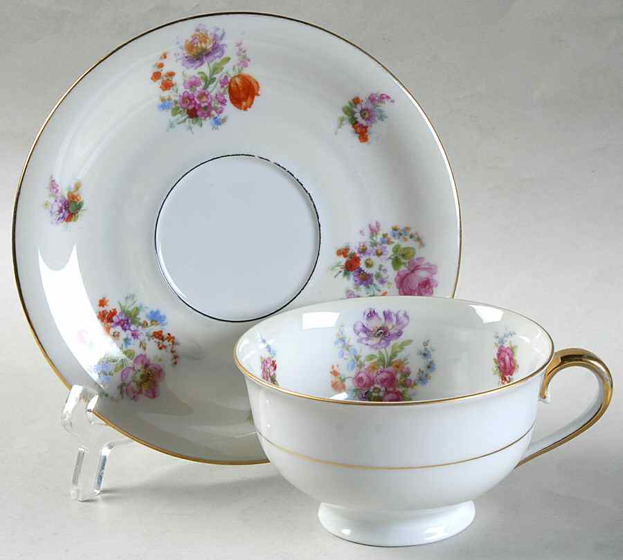 Springtime Footed Cup & Saucer Set by Chateau-1