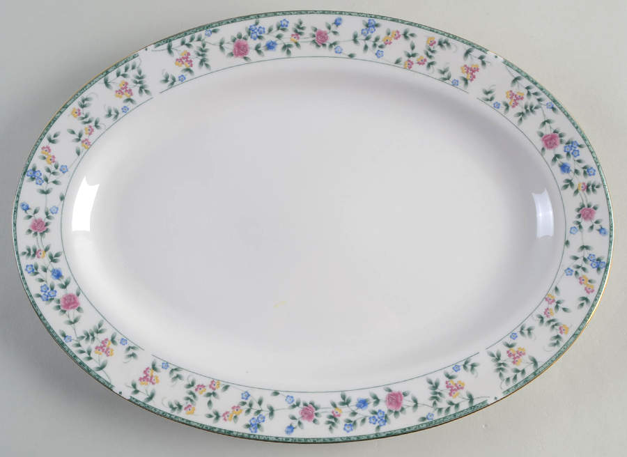 Diane (Porcelain, Gold Trim) 14" Oval Serving Platter by China Pearl-1
