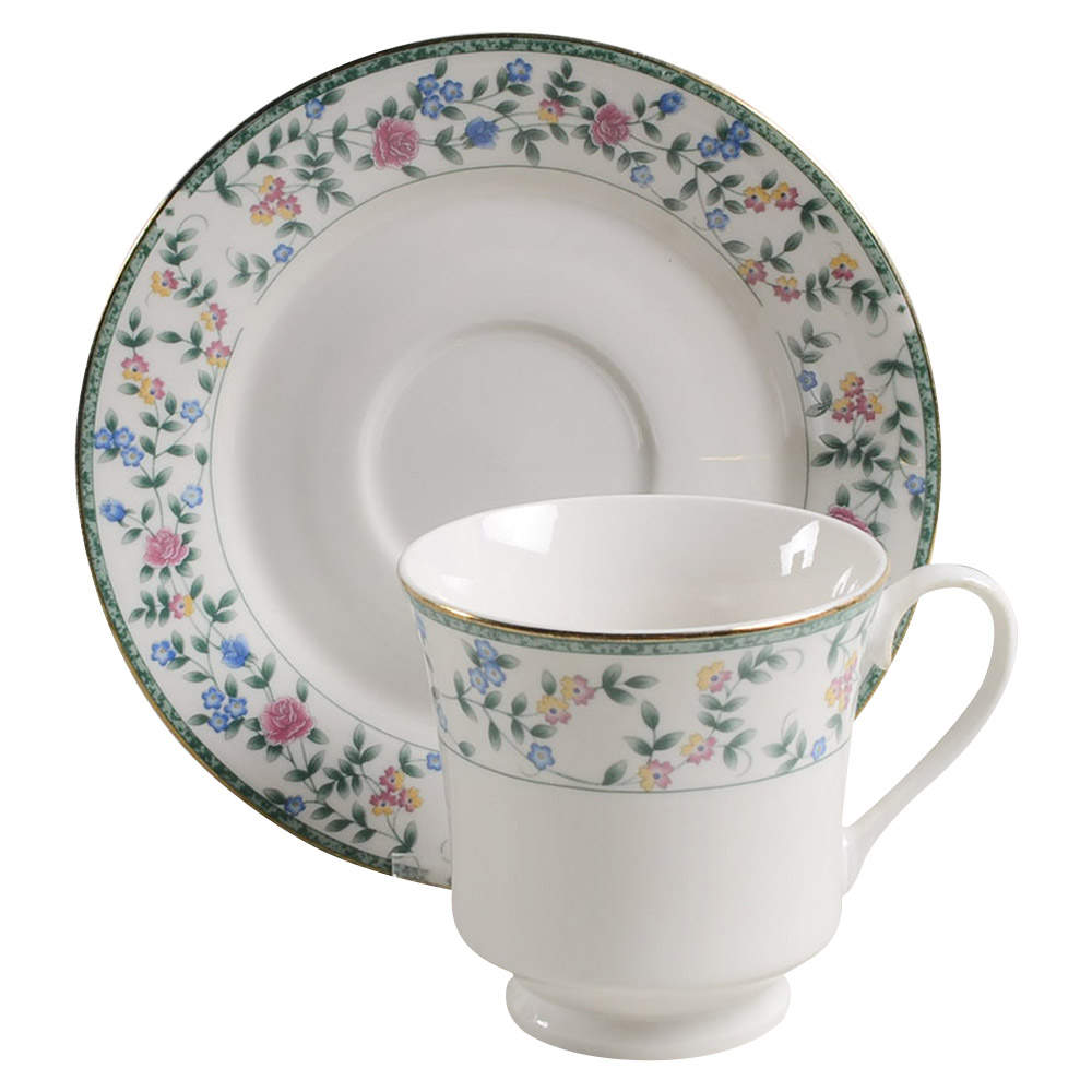 Diane (Porcelain, Gold Trim) Footed Cup & Saucer Set by China Pearl-1