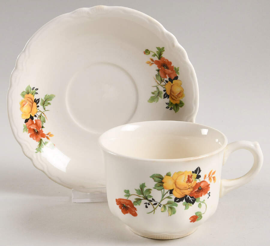 634 Flat Cup & Saucer Set by Crooksville-1