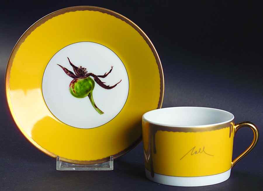 Tuscan Roses Yellow Flat Cup & Saucer Set by Charles Field Haviland-1