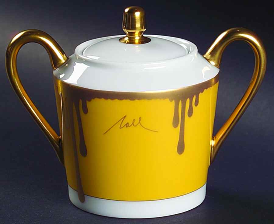 Tuscan Roses Yellow Sugar Bowl & Lid by Charles Field Haviland-1
