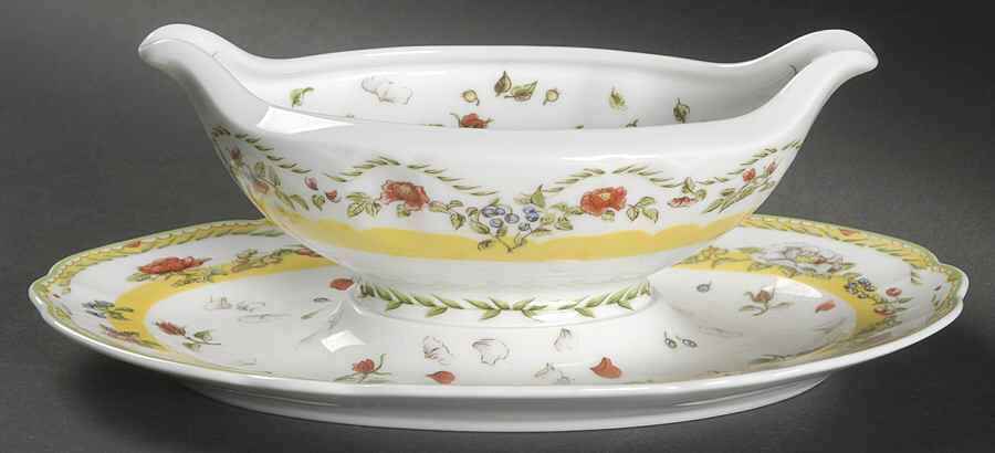 Jardins De Paradis Gravy Boat with Attached Underplate by Charles Field Haviland-1