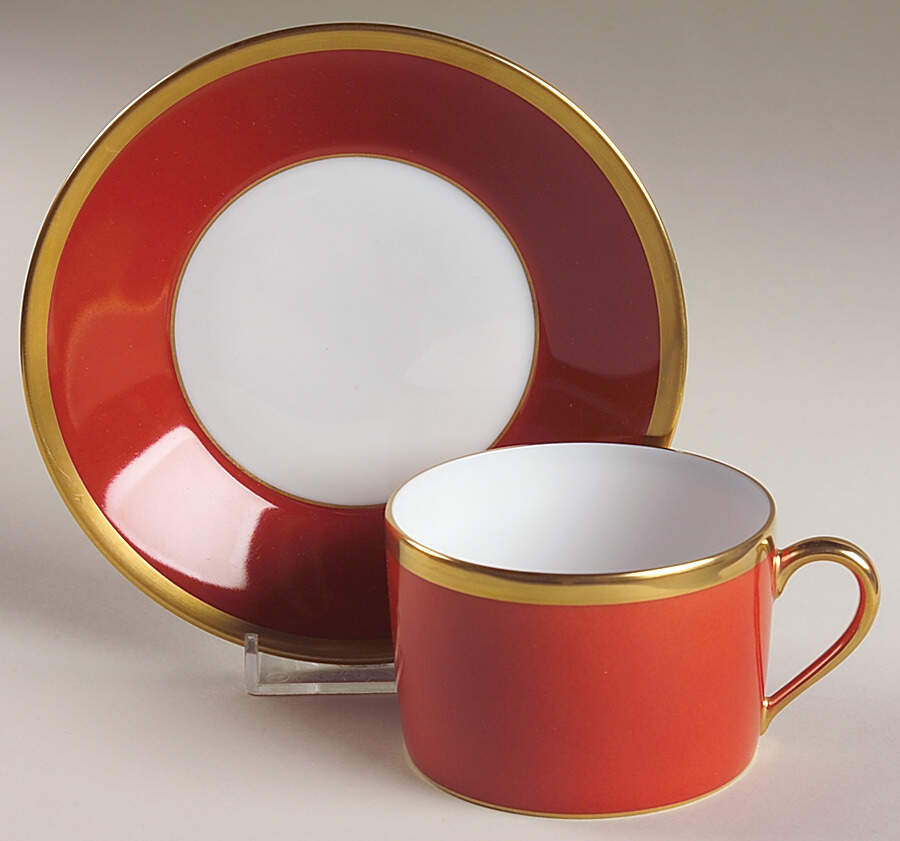 Arc En Ciel Terra Cotta Flat Cup & Saucer Set by Charles Field Haviland-1