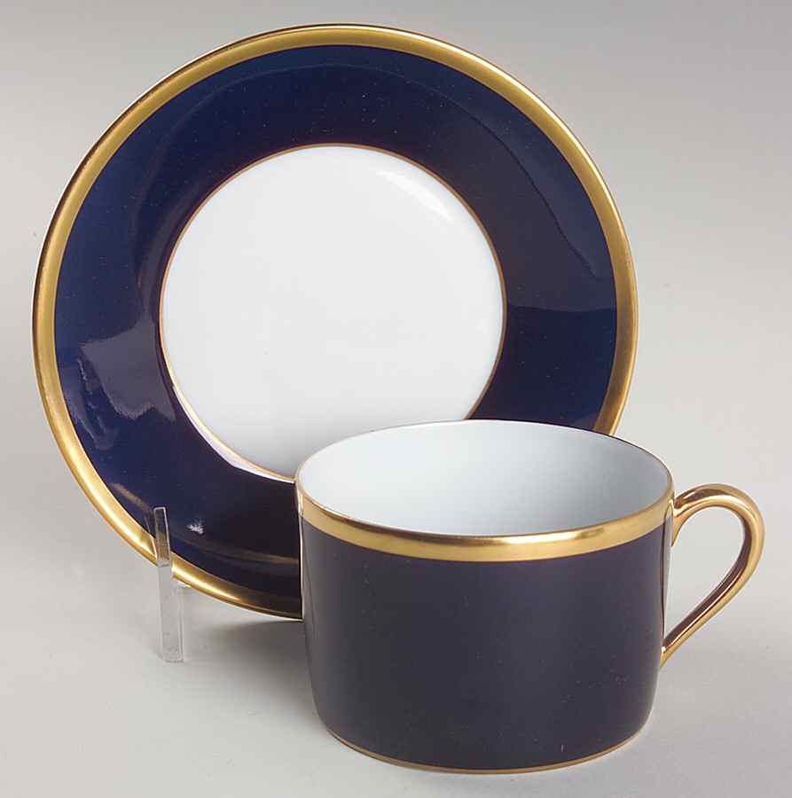 Arc En Ciel Ambassade Blue Flat Cup & Saucer Set by Charles Field Haviland-1