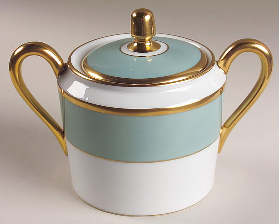 Arc En Ciel Mint Green (Airain) Oversize Sugar Bowl & Lid by Charles Field Haviland-1
