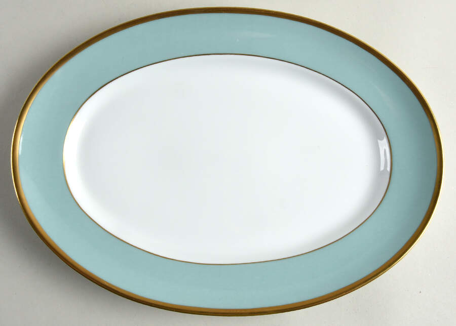 Arc En Ciel Mint Green (Airain) 14" Oval Serving Platter by Charles Field Haviland-1