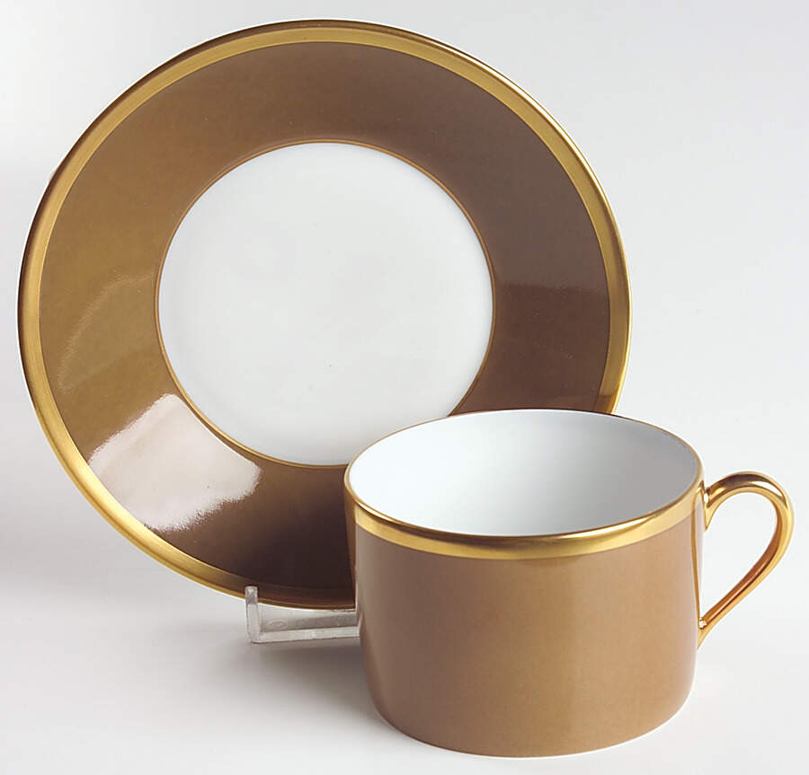 Arc En Ciel Chestnut (Marron Glace) Flat Cup & Saucer Set by Charles Field Haviland-1