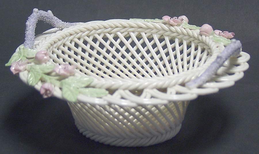 Basketware Cherry Blossom Basket by Belleek Pottery (Ireland)-1