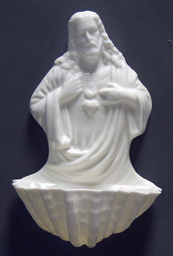 Fonts 6'' Sacred Heart Font by Belleek Pottery (Ireland)-1